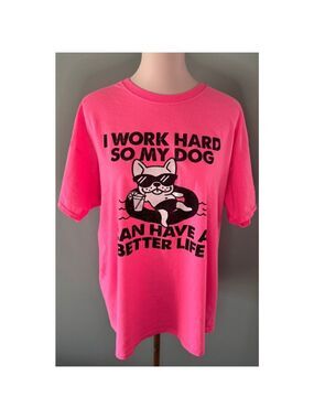 Women's DOM T-shirt XL Pink Dog Graphic Tee
